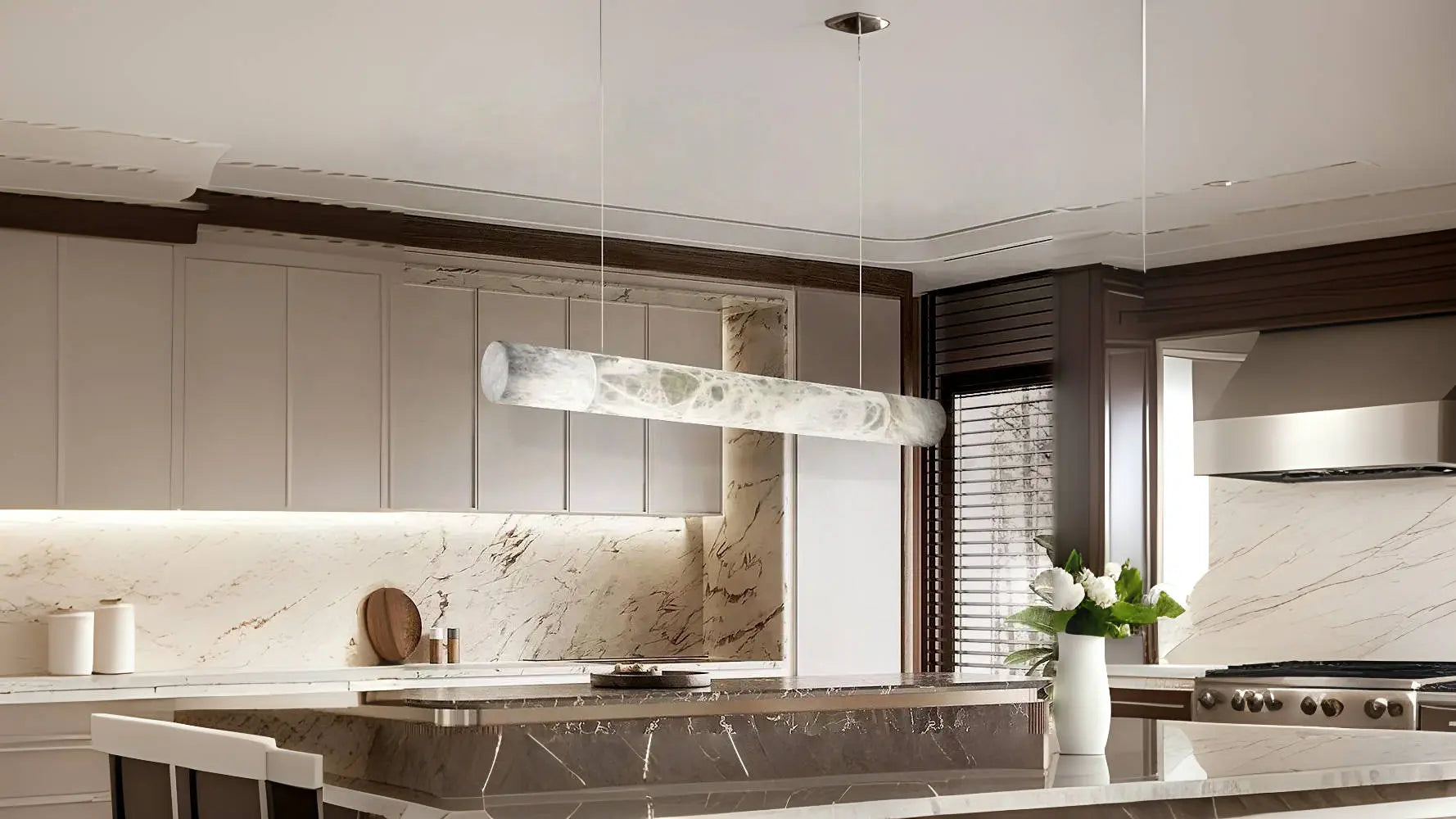 Tube alabaster pendant  for kitchen