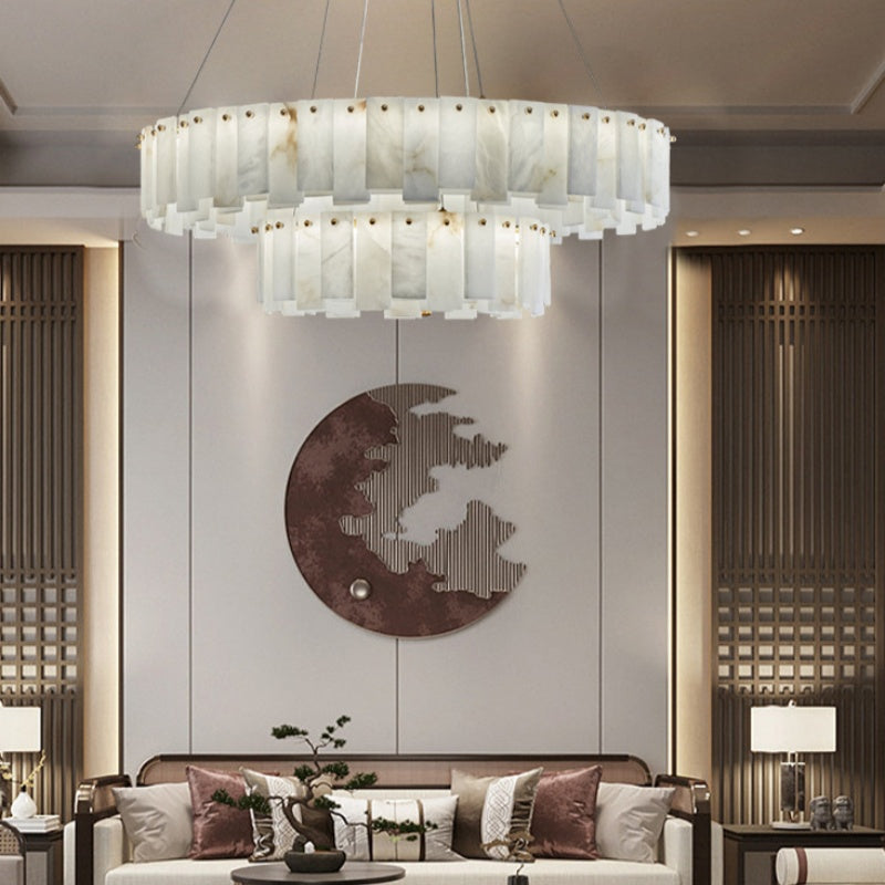 Chandelier Luxury Alabaster Round Chandelier Fabtiko
