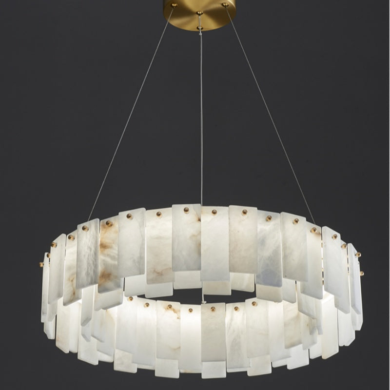 Chandelier Luxury Alabaster Round Chandelier Fabtiko