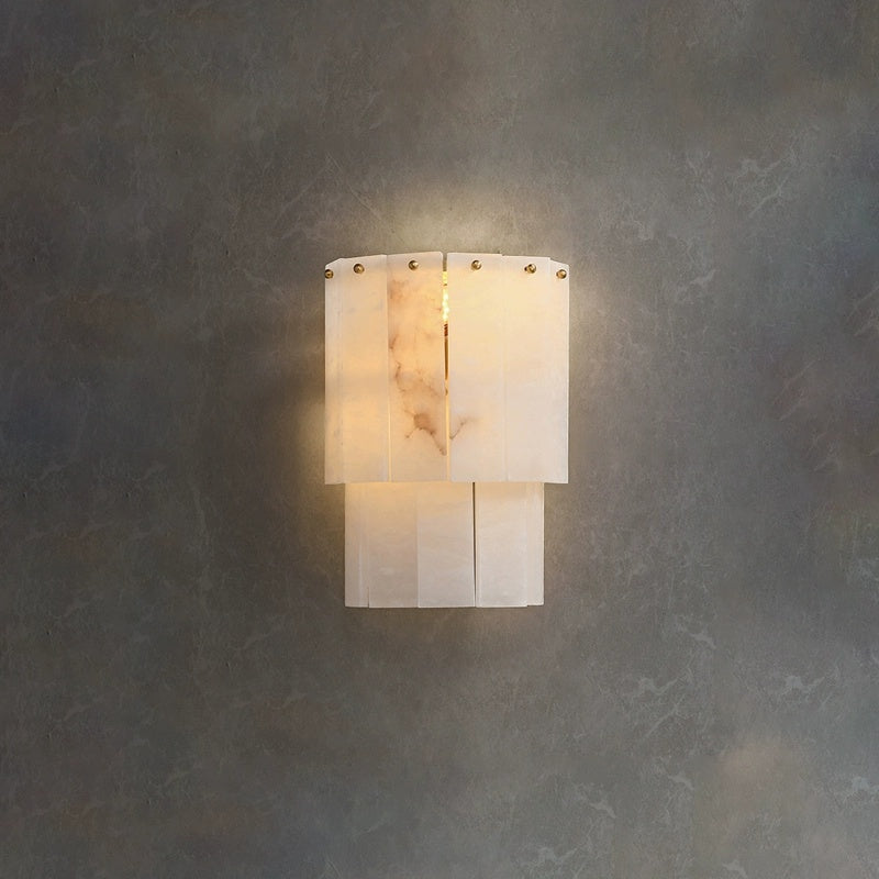 Wall Sconce Elegant Layered Alabaster Wall Sconce Fabtiko