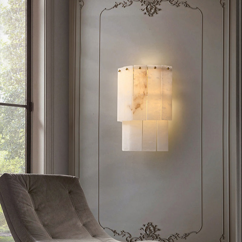 Wall Sconce Elegant Layered Alabaster Wall Sconce Fabtiko