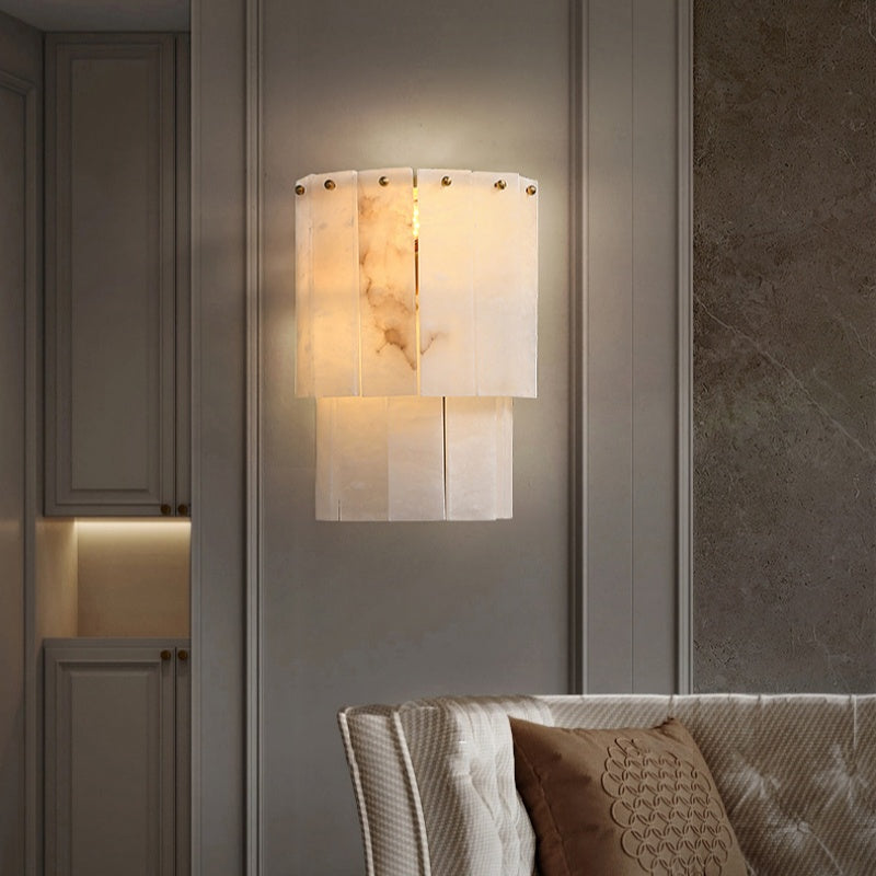 Wall Sconce Elegant Layered Alabaster Wall Sconce Fabtiko