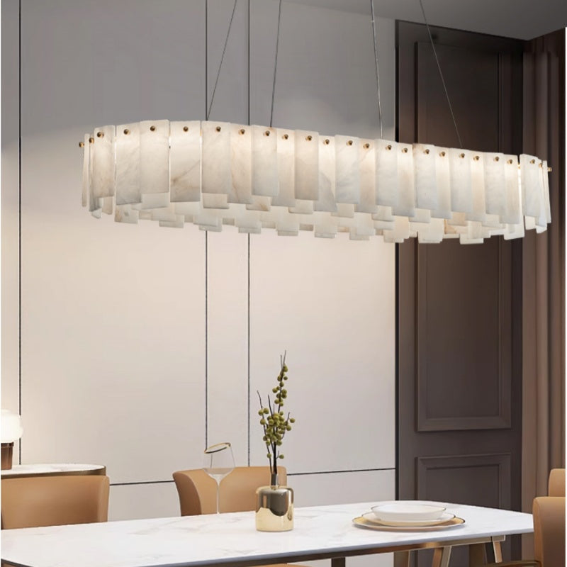 Chandelier Modern Alabaster Marble Chandelier For Dining Room Fabtiko