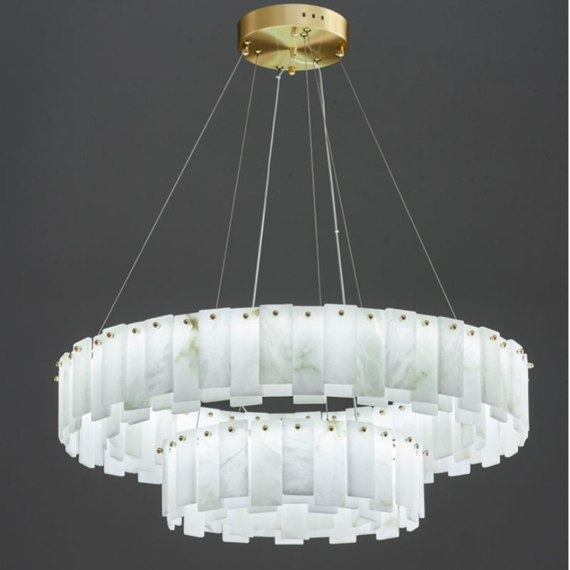 Chandelier Luxury Alabaster Round Chandelier Fabtiko