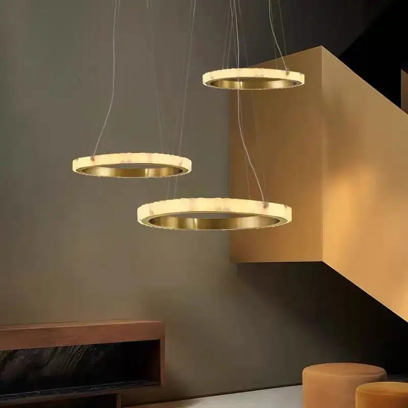 Alabaster Brass Modern Avalon Halo Chandelier    Chandelier Fabtiko