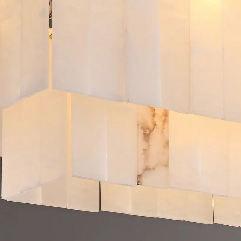 Chandelier Alabaster Brass Rectangular Chandelier Fabtiko