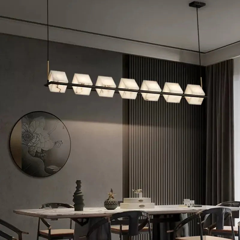 Chandelier Alabaster Cubic Dining Pendant Chandelier Fabtiko