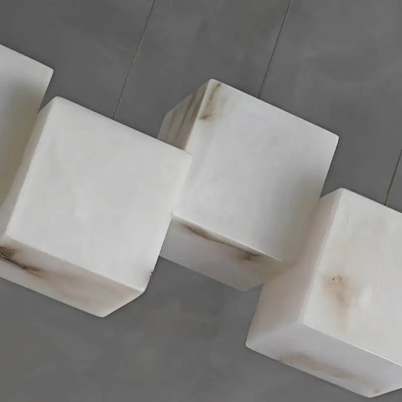 Chandelier Alabaster Cubic Rectangular Pendant Light Fabtiko