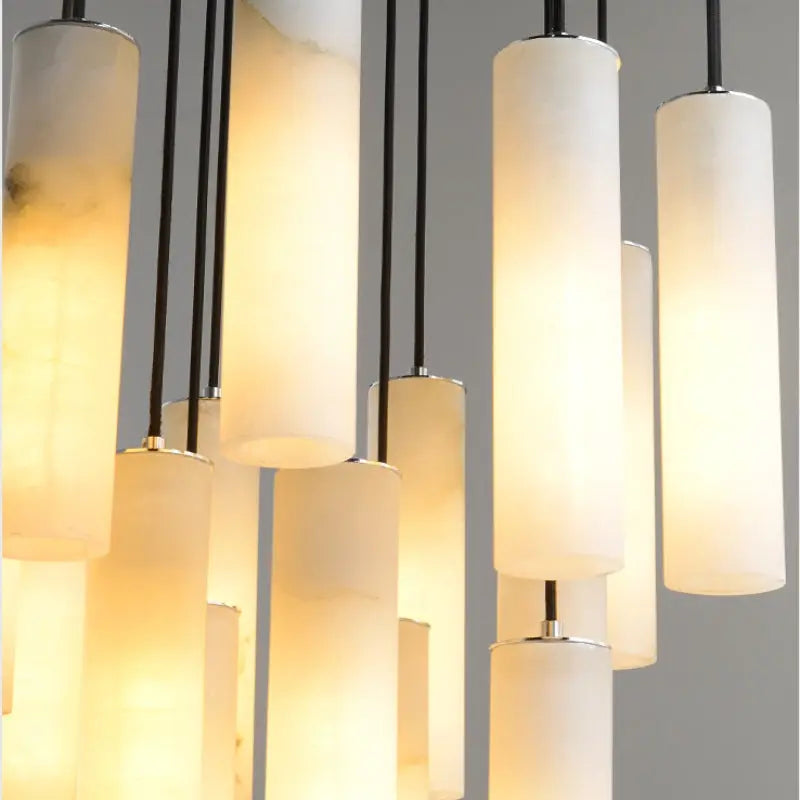 Chandelier Alabaster Modern Cylindrical Chandelier Fabtiko
