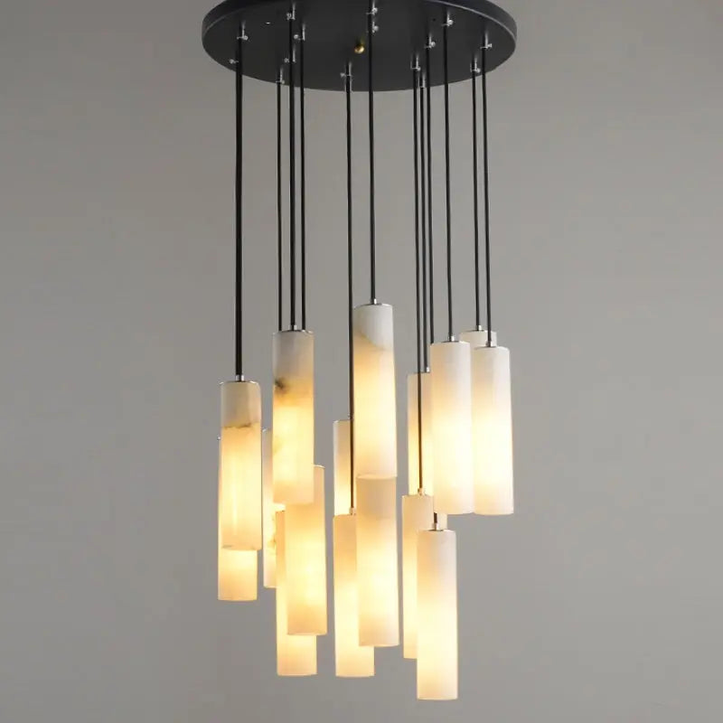 Chandelier Alabaster Modern Cylindrical Chandelier Fabtiko