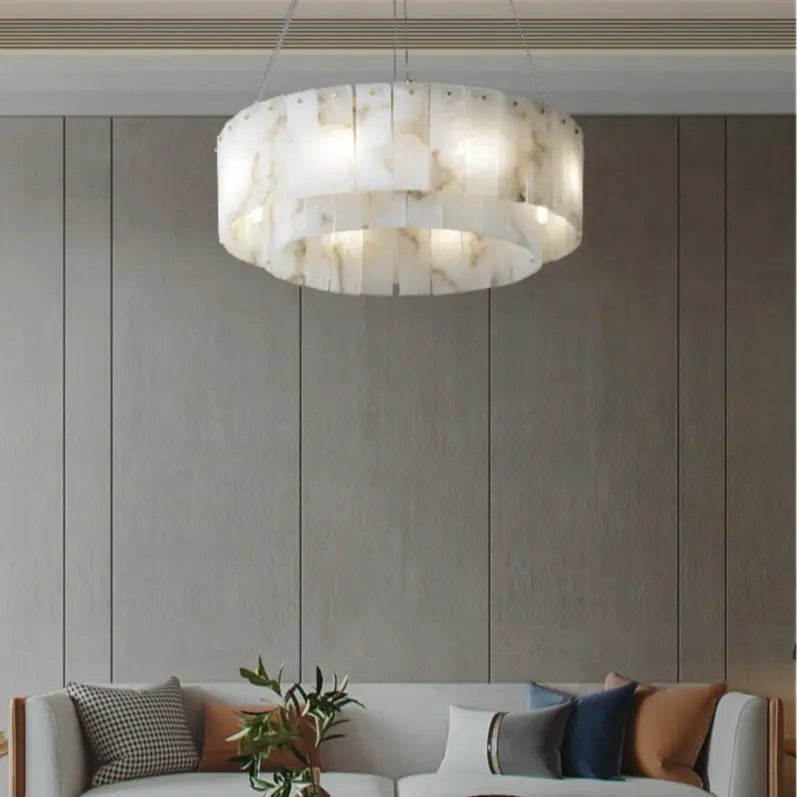 Chandelier Alabaster Modern Round Chandelier Fabtiko