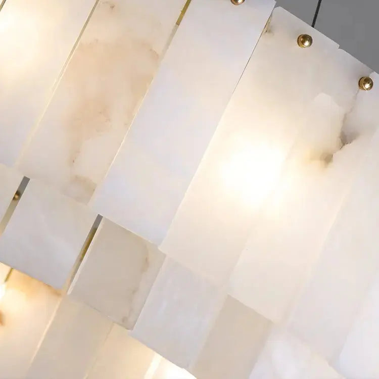 Alabaster Brass Round Living Room Chandelier Lighting Chandelier Fabtiko