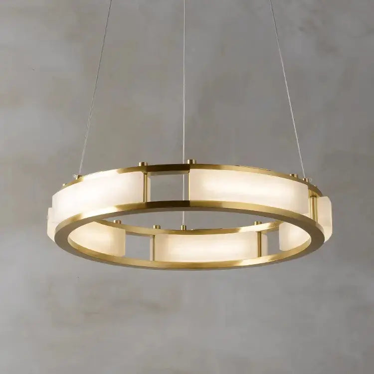 Spain Alabaster Brass Round Chandelier Lighting Chandelier Fabtiko