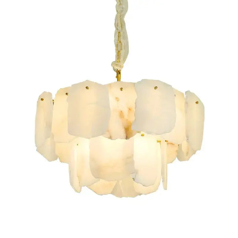 Spain Alabaster Modern Living Room Chandeliers 2 Layer Chandelier Fabtiko