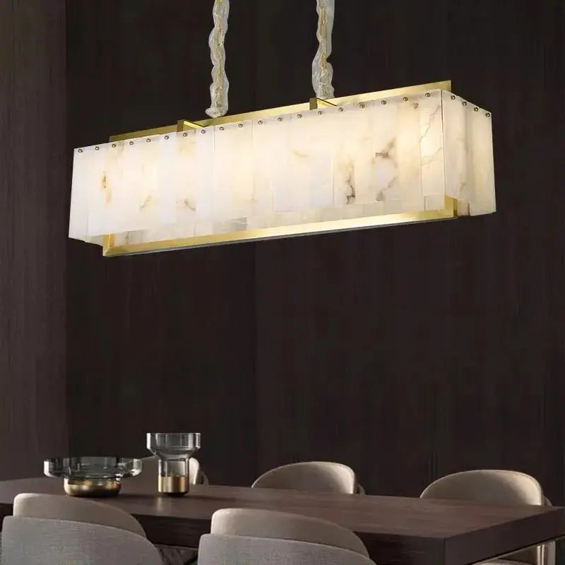 Spain Alabaster Rectangular Dining Room Chandeliers Chandelier Fabtiko