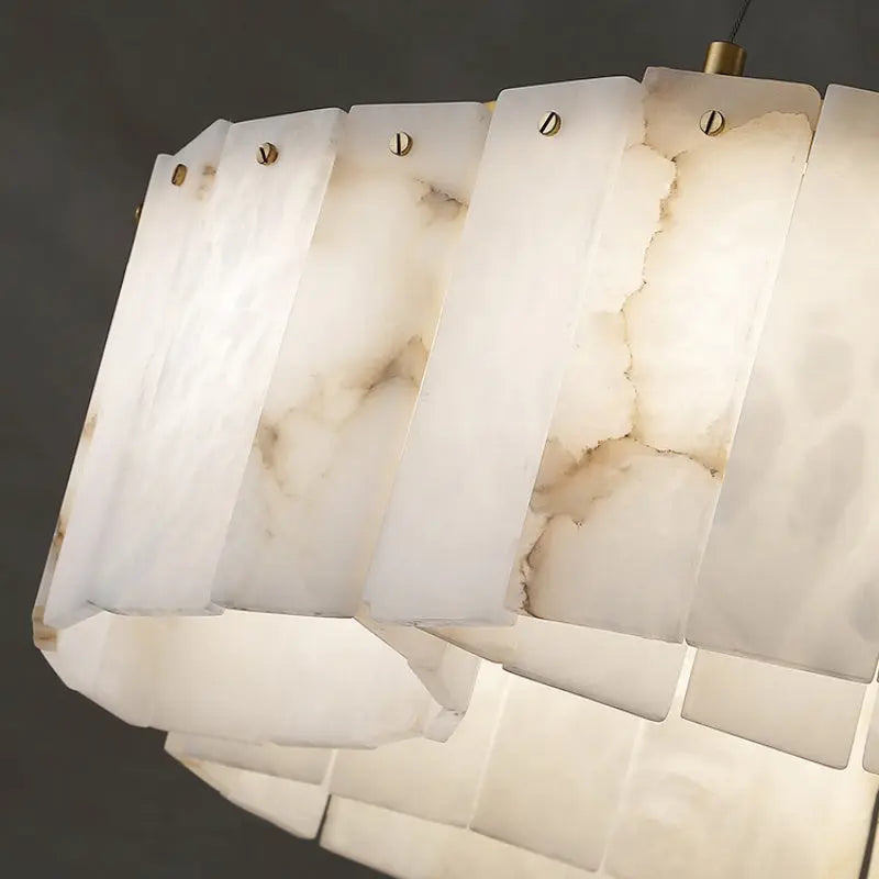 Flush Mount Alabaster Brass Ceiling Lamps Chandelier Light Fabtiko