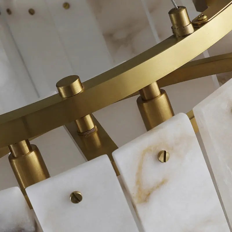 Flush Mount Alabaster Brass Ceiling Lamps Chandelier Light Fabtiko