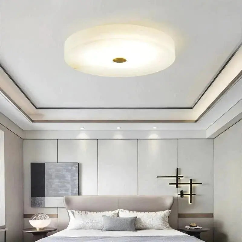 Alabaster Flush Mounted Round Led Ceiling Lamp