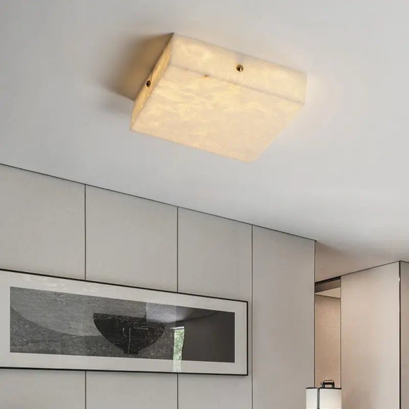 Flush Mount Alabaster Square Flush Mount Ceiling Light Fabtiko