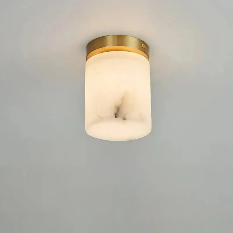 Mini Alabaster Flush Mount Ceiling Lights Cylindrical Small   Ceiling Lamp Fabtiko
