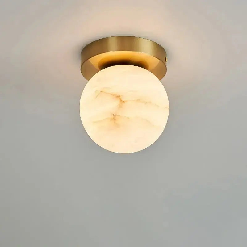 Mini Alabaster Flush Mount Ceiling Lights Spherical Small   Ceiling Lamp Fabtiko