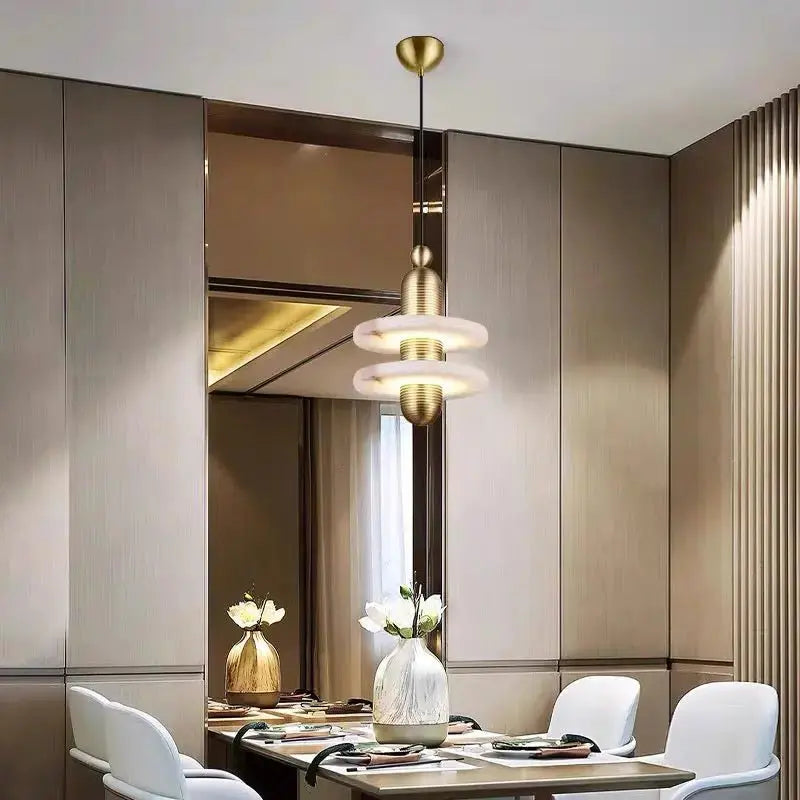 Alabaster Modern Pendant For Dining Room 2 Layer A Brass  Pendant Fabtiko