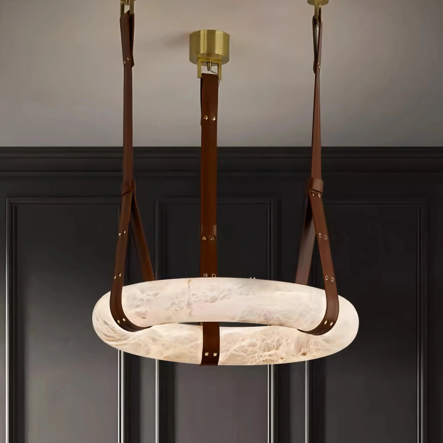 Pendant Alabaster Modern Ring Chandelier Fabtiko