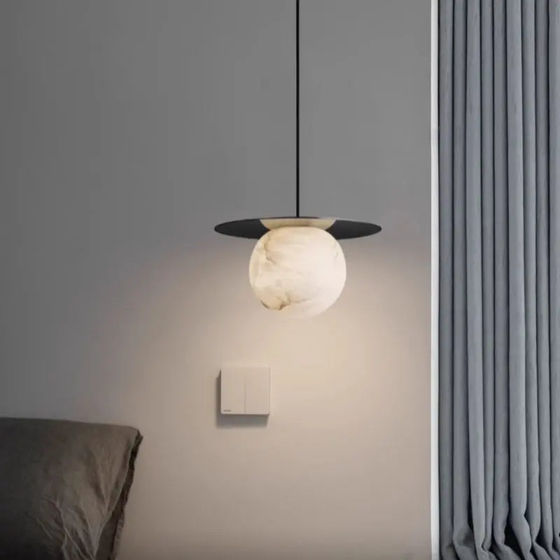 Pendant Alabaster Sphere Pendant Light Above Bed Fabtiko