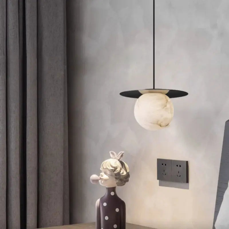 Pendant Alabaster Sphere Pendant Light Above Bed Fabtiko