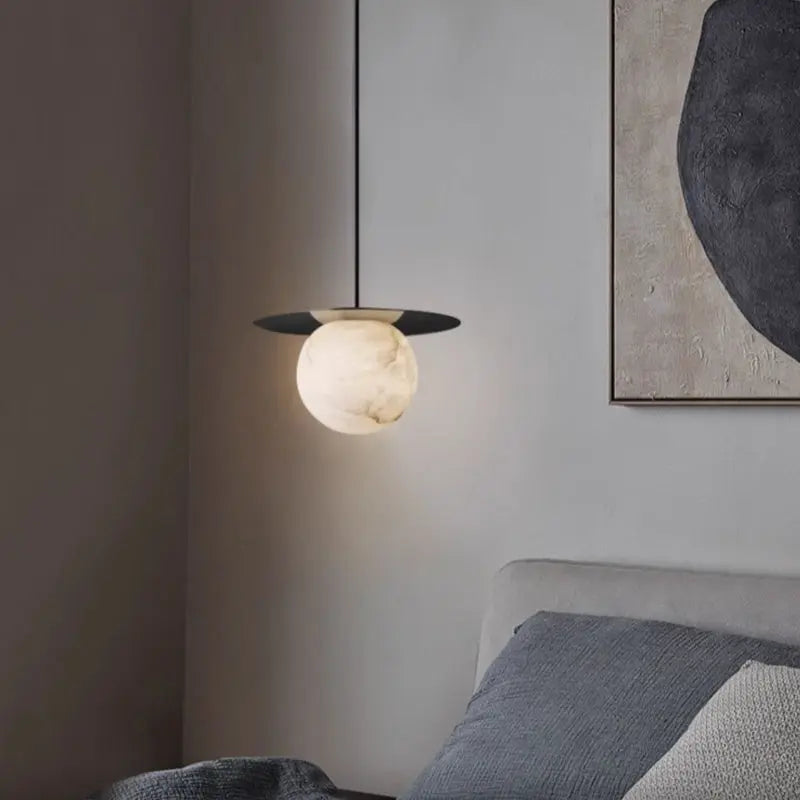 Pendant Alabaster Sphere Pendant Light Above Bed Fabtiko