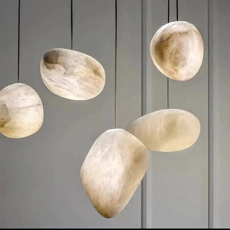 Alabaster Natural Stone Pendant Lights 5.9" D Pendant Fabtiko