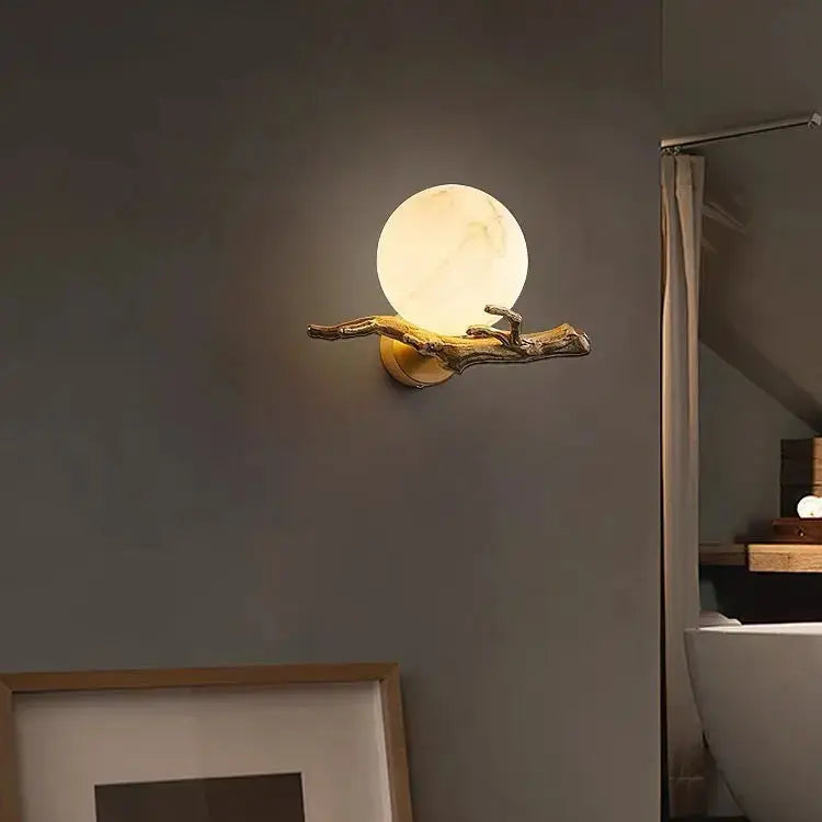 Real Alabaster Round Modern Wall Sconces    Wall Sconce Fabtiko