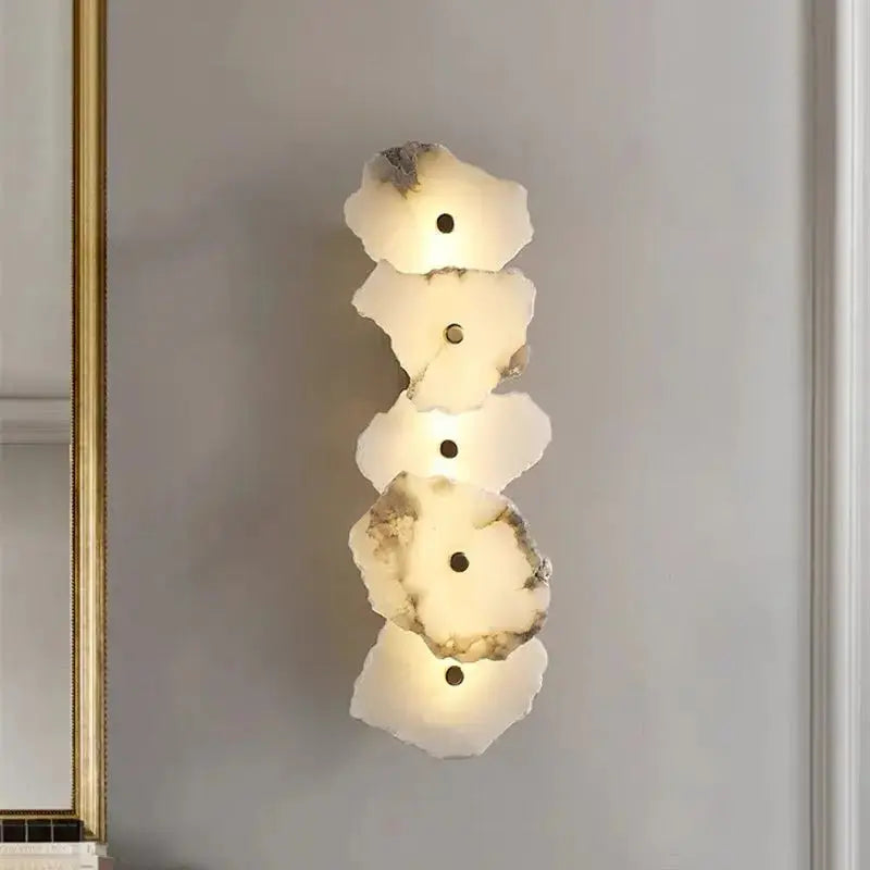 Real Alabaster Wall Sconces Modern 5 Lights Wall Sconce Fabtiko