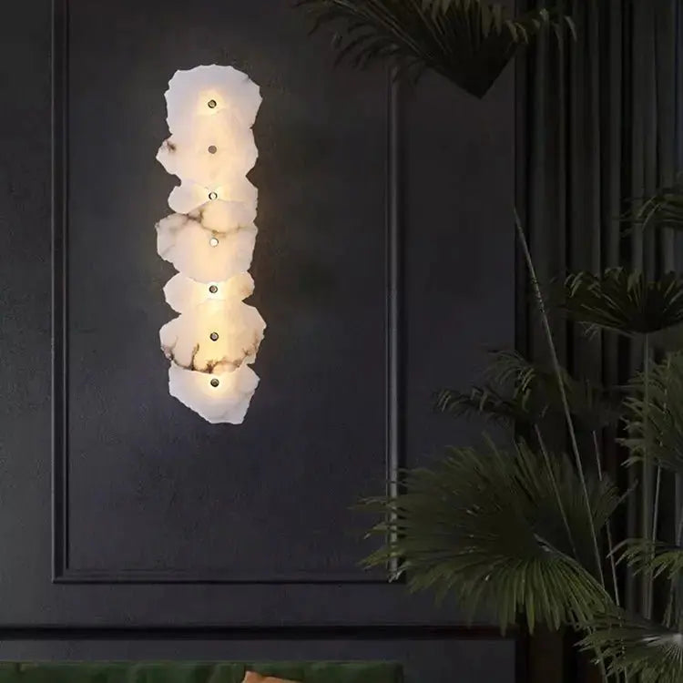 Real Alabaster Wall Sconces Modern 7 Lights Wall Sconce Fabtiko