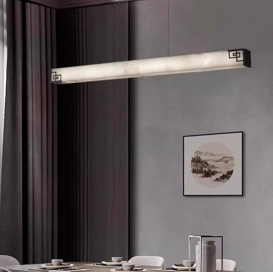 Modern Horizontal Natural Alabaster Pendant