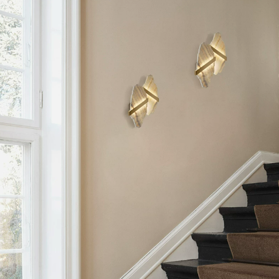 Nordic Light Luxury Irregular Alabaster Wall Sconces For Staircases and Hallways