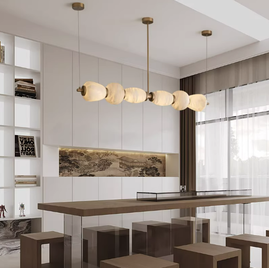 Handcrafted Dining Room and Kitchen Alabaster Chandelier