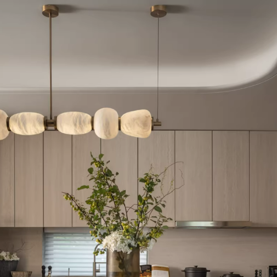 Handcrafted Dining Room and Kitchen Alabaster Chandelier