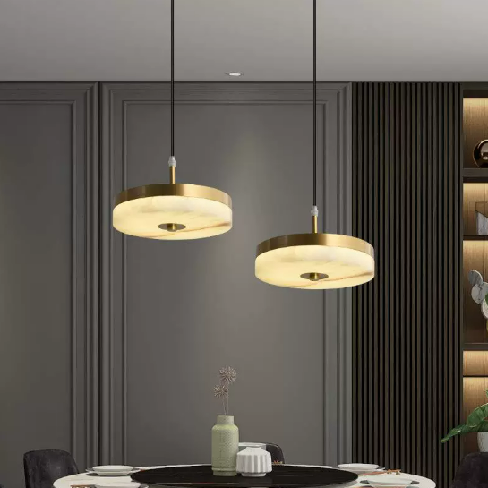 Full Copper Alabaster Pendant Light Single Head