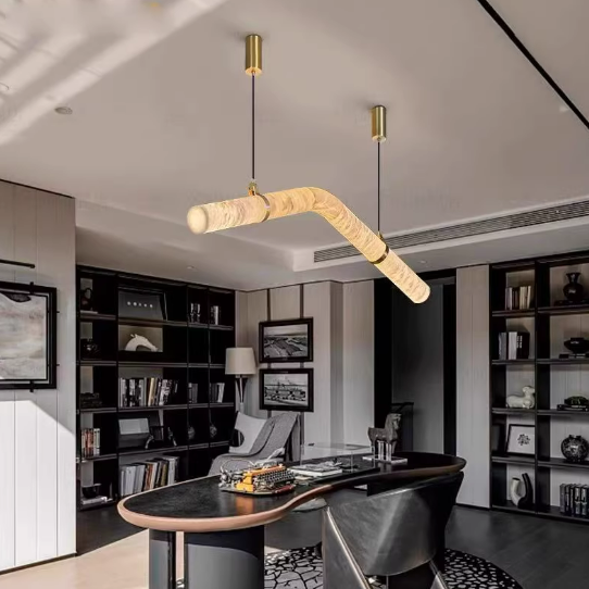 curved alabaster pendant light