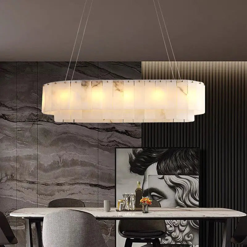alabaster chandelier dining room 