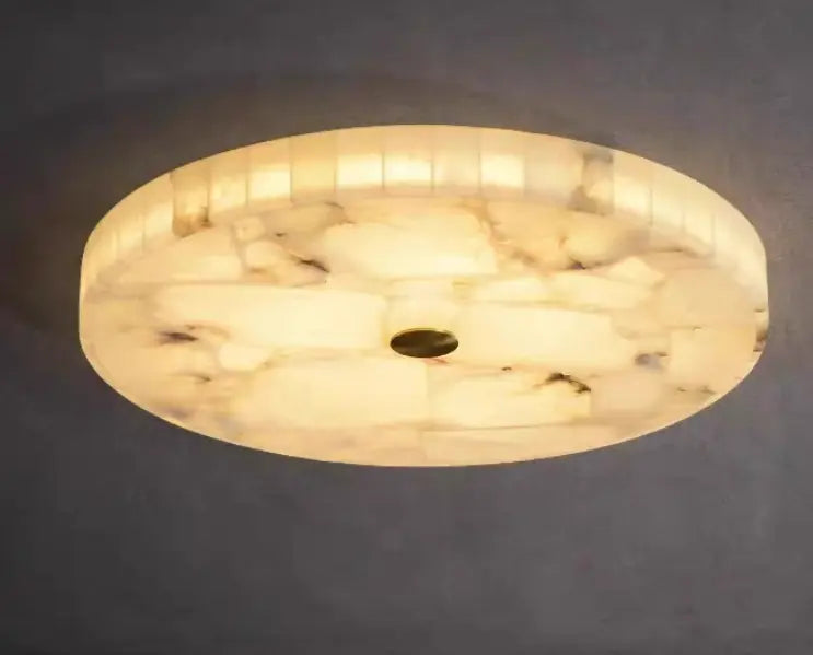 round alabaster flush mount ceiling light