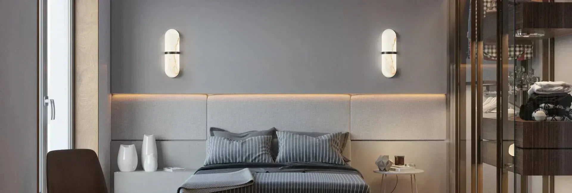 alabaster sconce for modern bedroom