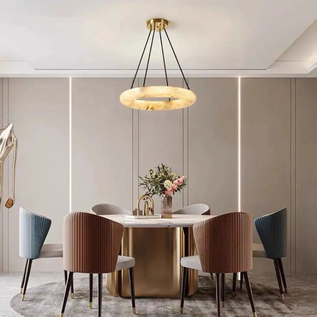Spain Alabaster Brass Ring Pendant Lights