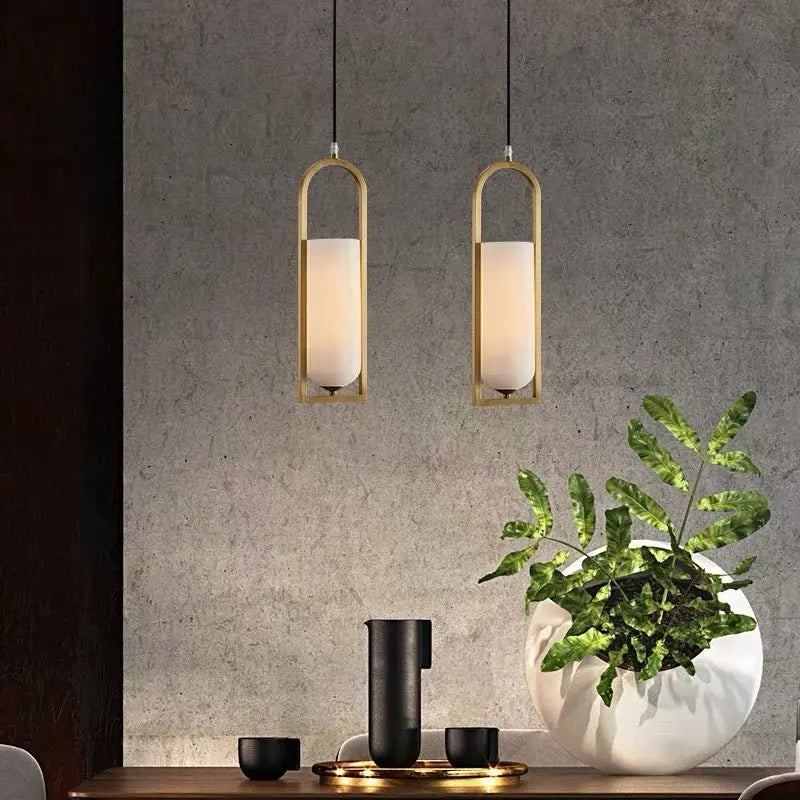 Alabaster Brass Pendant Light Fixtures Dining Room | Fabtiko®