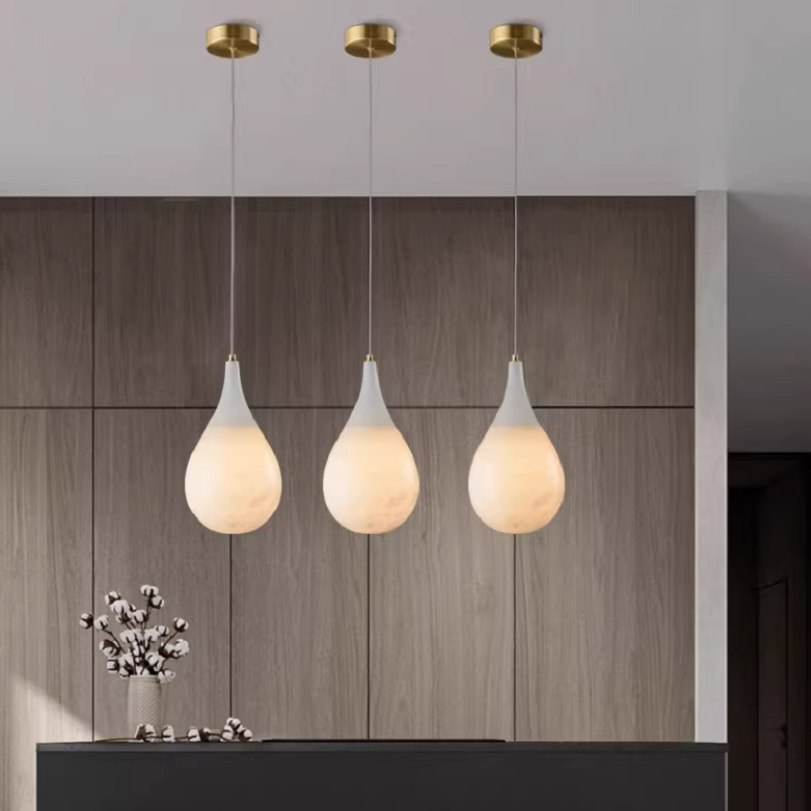 teardrop alabaster pendant light