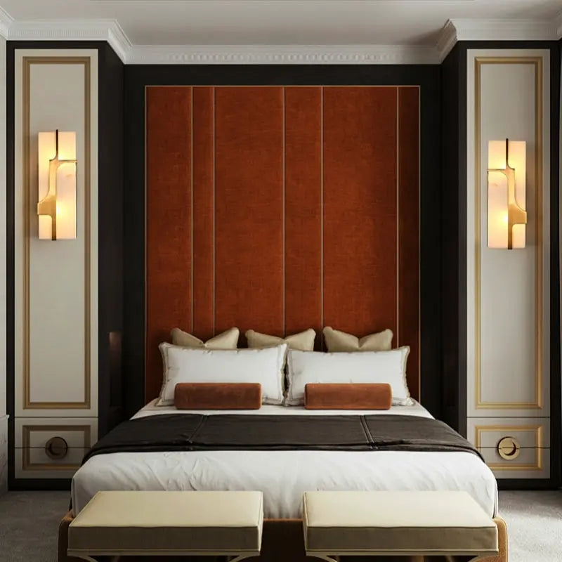 bedroom linear alabaster wall sconces light fixture