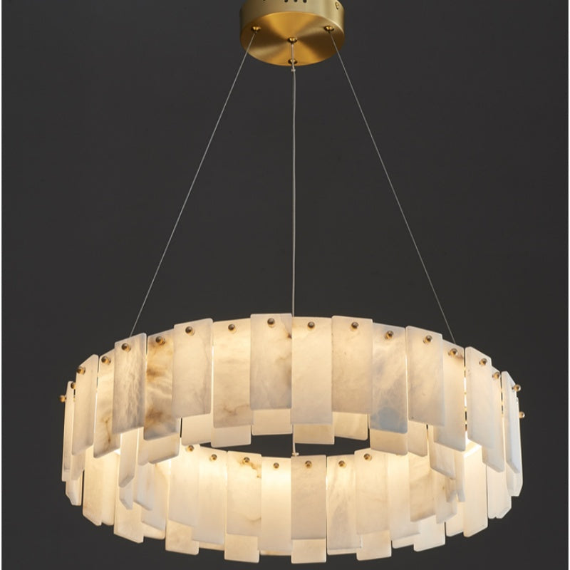 Chandelier Luxury Alabaster Round Chandelier Fabtiko