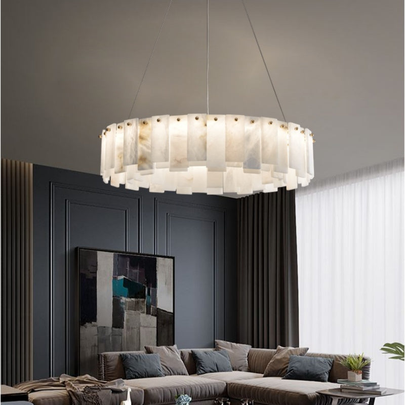 Chandelier Luxury Alabaster Round Chandelier Fabtiko