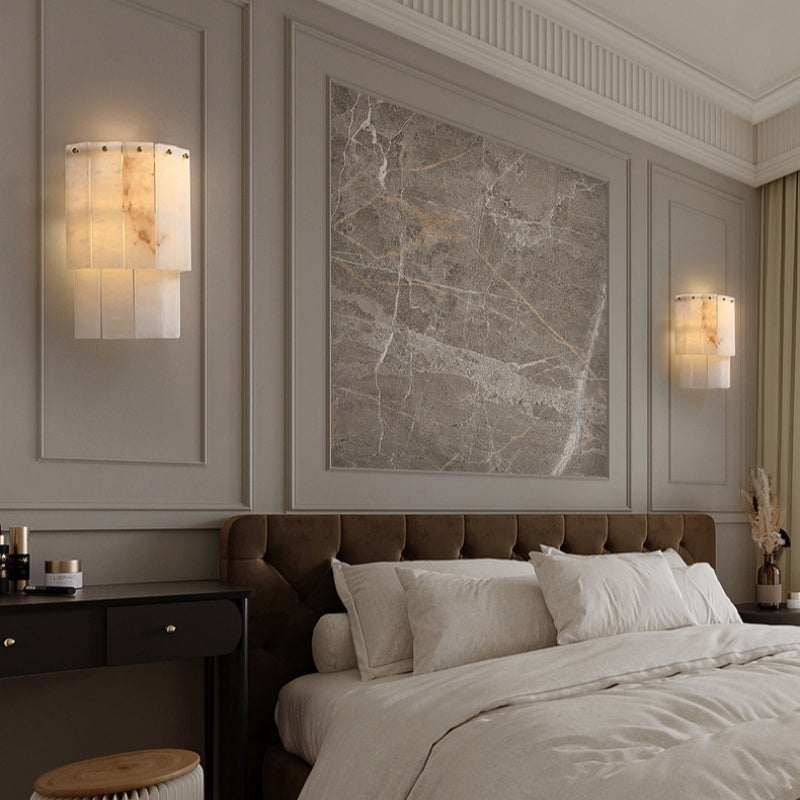 Wall Sconce Elegant Layered Alabaster Wall Sconce Fabtiko